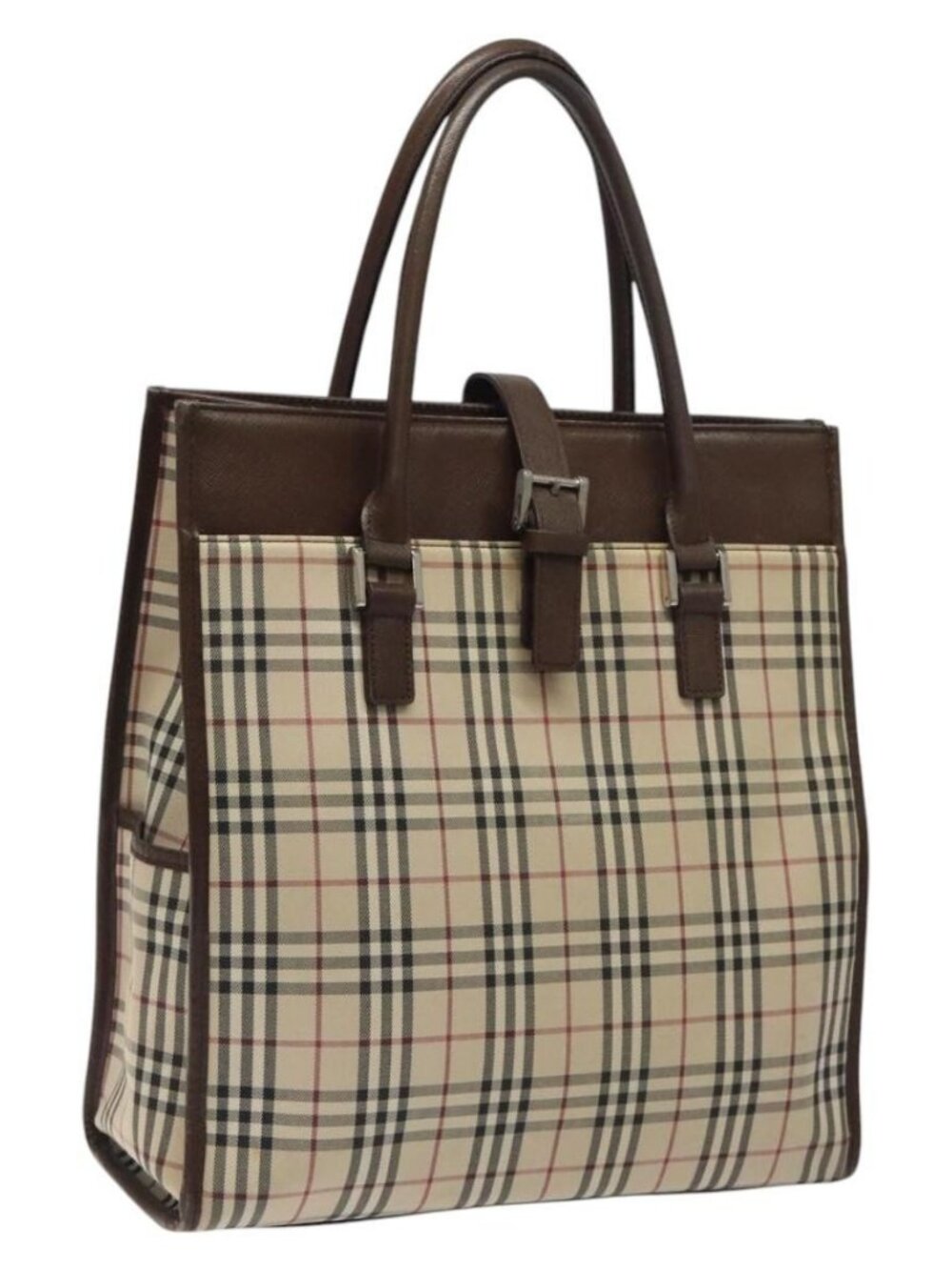 BURBERRY Nova Check Hand Bag Canvas Beige Auth 117364 - Picture 1 of 16